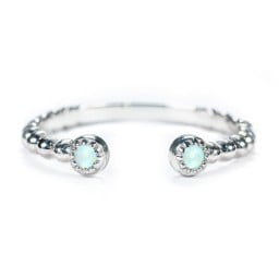 Beaded Ball Open Cuff Ring with Gemstones