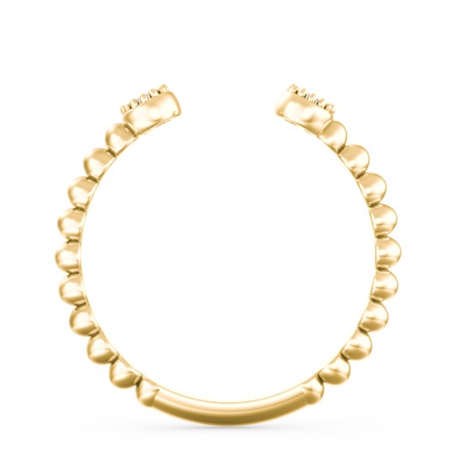 Beaded Ball Open Cuff Ring with Gemstones