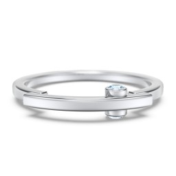Modern Stacking Ring with Peek-A-Boo Gemstone in 925 Sterling Silver with Blue Topaz