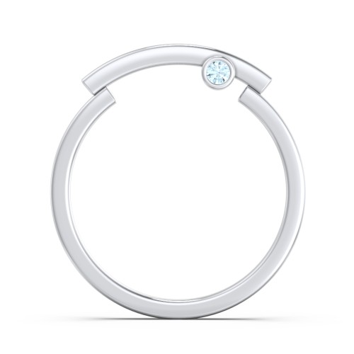 Modern Stacking Ring with Peek-A-Boo Gemstone – Sterling Silver with Blue Topaz
