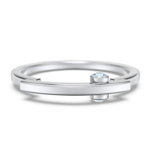 Modern Stacking Ring with Peek-A-Boo Gemstone – Sterling Silver with Blue Topaz