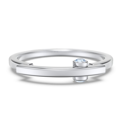 Modern Stacking Ring with Peek-A-Boo Gemstone – Sterling Silver with Blue Topaz