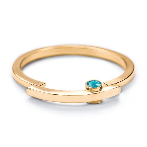 Modern Stacking Ring with Peek-A-Boo Gemstone – 9kt Yellow Gold with Cubic Zirconia