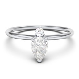 Pear Ring with Round Accent Stone in 925 Sterling Silver with Diamond