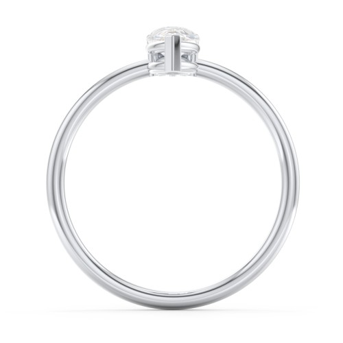 Pear Ring with Round Accent Stone – Sterling Silver with Diamond