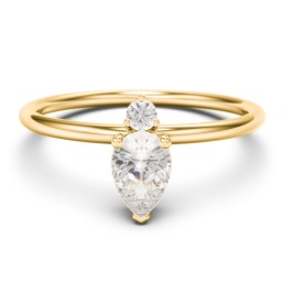 Pear Ring with Round Accent Stone in 9K Solid Yellow Gold
