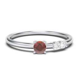 3-Stone Stacking Ring in 925 Sterling Silver with Garnet and White Premium Zirconia