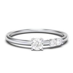 3-Stone Stacking Ring in 925 Sterling Silver with Diamond
