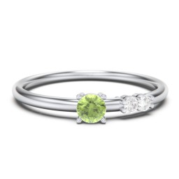 3-Stone Stacking Ring in 925 Sterling Silver with Peridot and White Premium Zirconia