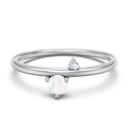 Off-Set Gemstone Stacking Ring