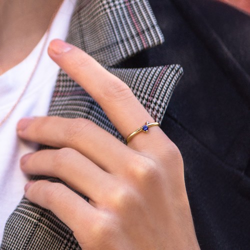 Off-Set Gemstone Stacking Ring