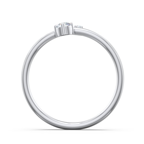 Off-Set Gemstone Stacking Ring – Sterling Silver with Diamond