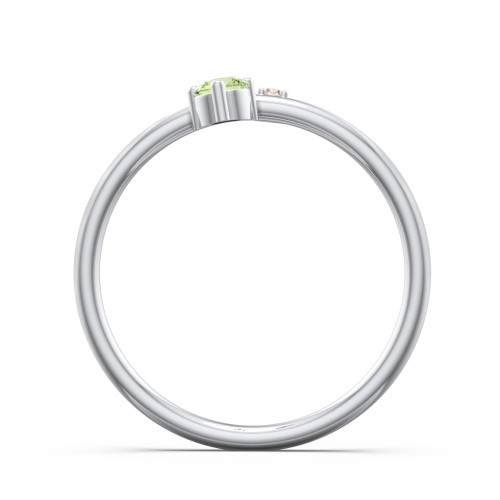Off-Set Gemstone Stacking Ring – Sterling Silver with Peridot and Fancy Yellow Premium Zirconia