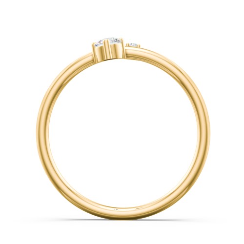Off-Set Gemstone Stacking Ring – 9kt Yellow Gold with Cubic Zirconia and White Premium Zirconia