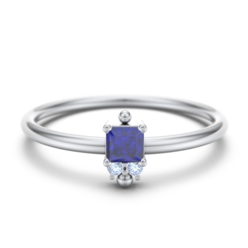 Princess Cut Stacking Ring with Accents