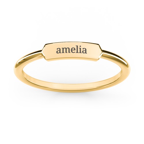 Engravable Bar Ring – 9kt Yellow Gold
