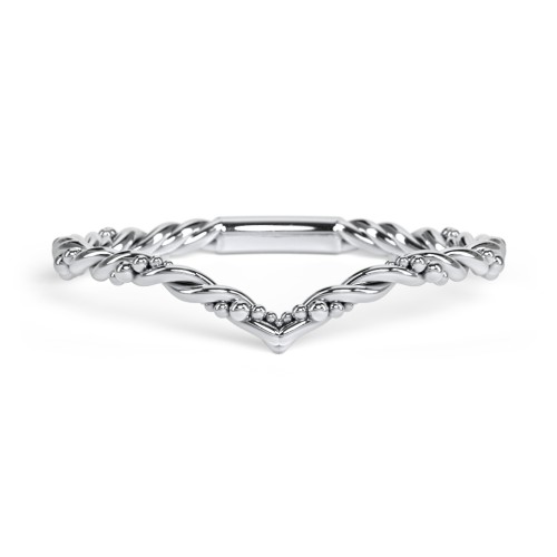 V-Shape Stacking Ring with Twisted Band – Sterling Silver