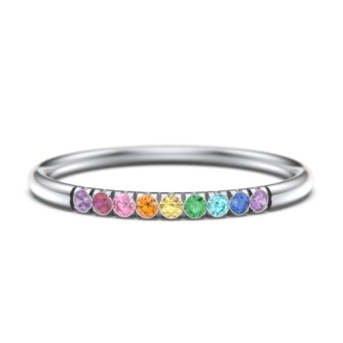Rainbow Stackable Ring with Pavé Setting