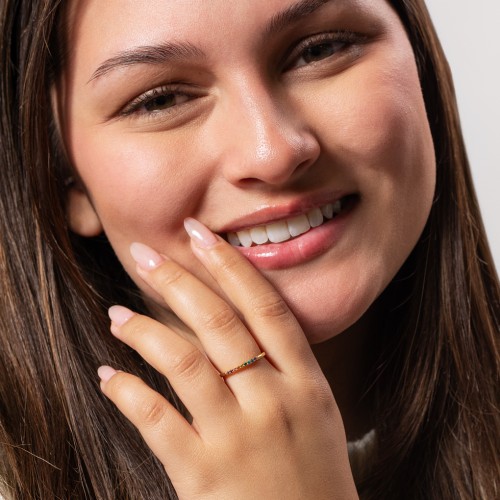 Rainbow Stackable Ring with Pavé Setting – Sterling Silver with Topaz - Rainbow
