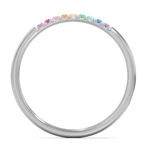 Rainbow Stackable Ring with Pavé Setting – Sterling Silver with Topaz - Rainbow