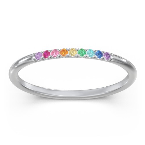 Rainbow Stackable Ring with Pavé Setting – Sterling Silver with Topaz - Rainbow