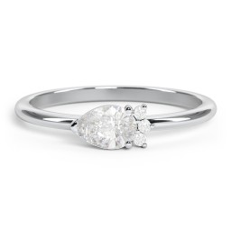 Horizontal Pear Stacking Ring with Accents