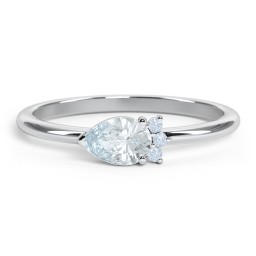 Horizontal Pear Stacking Ring with Accents