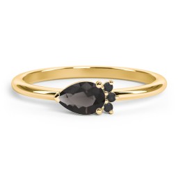 Horizontal Pear Stacking Ring with Accents in 18K Gold Plated Silver
