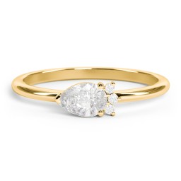 Horizontal Pear Stacking Ring with Accents in 18K Gold Plated Silver with Diamond