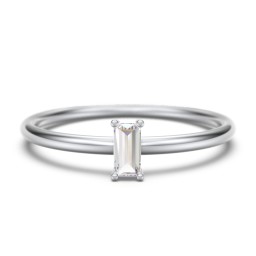 Vertical Baguette Stackable Ring in 925 Sterling Silver with Cubic Zirconia