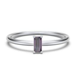 Vertical Baguette Stackable Ring in 925 Sterling Silver with Alexandrite