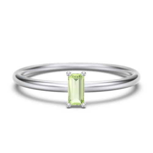 Vertical Baguette Stackable Ring – Sterling Silver with Peridot
