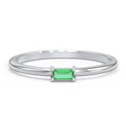 East-West Stackable Baguette Ring in 925 Sterling Silver with Emerald