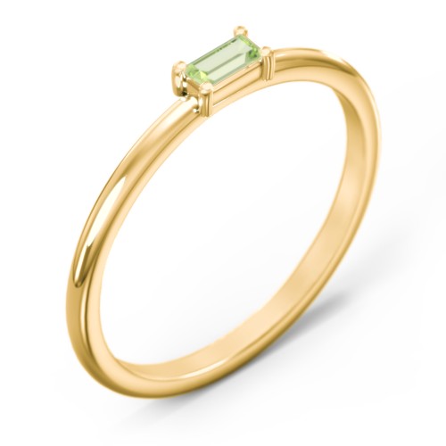 East-West Stackable Baguette Ring – 9kt Yellow Gold with Peridot