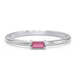 East-West Stackable Baguette Ring in 925 Sterling Silver with Ruby