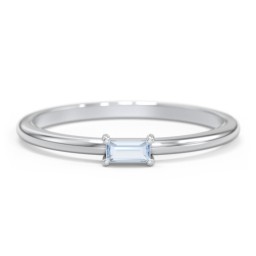 East-West Stackable Baguette Ring in 925 Sterling Silver with Aquamarine