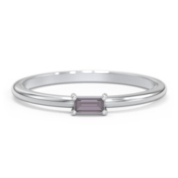 East-West Stackable Baguette Ring in 925 Sterling Silver with Alexandrite