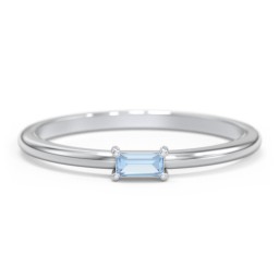 East-West Stackable Baguette Ring in 925 Sterling Silver with Blue Topaz
