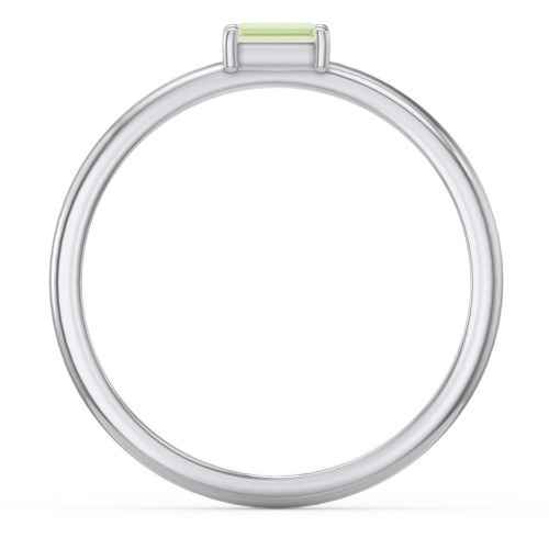 East-West Stackable Baguette Ring – Sterling Silver with Peridot