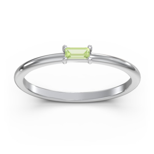 East-West Stackable Baguette Ring – Sterling Silver with Peridot