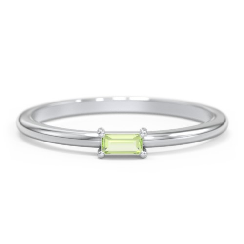East-West Stackable Baguette Ring – Sterling Silver with Peridot