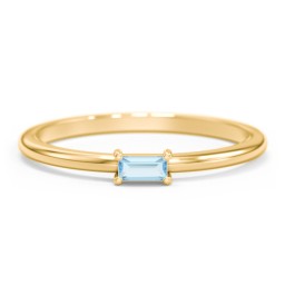 East-West Stackable Baguette Ring in 9K Solid Yellow Gold with Blue Topaz