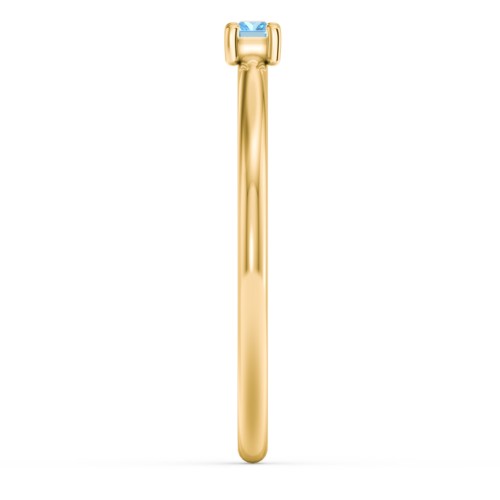 East-West Stackable Baguette Ring – 9kt Yellow Gold with Blue Topaz