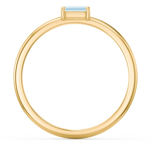 East-West Stackable Baguette Ring – 9kt Yellow Gold with Blue Topaz
