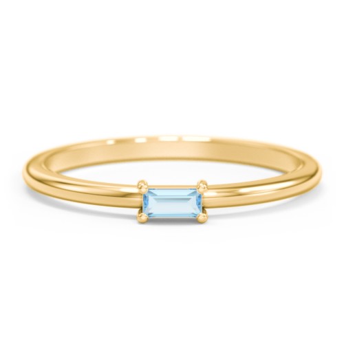 East-West Stackable Baguette Ring – 9kt Yellow Gold with Blue Topaz