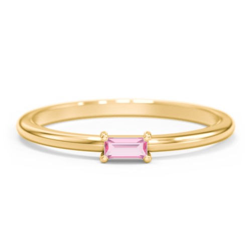 East-West Stackable Baguette Ring – 9kt Yellow Gold with Pink Tourmaline