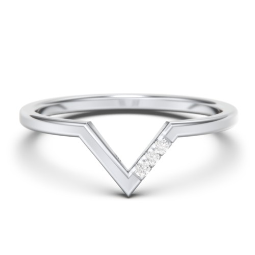 V-Shape Stackable Ring with Accents
