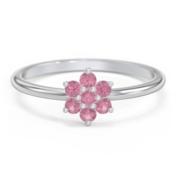Flower Stackable Ring with Gemstones