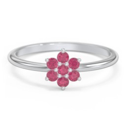 Flower Stackable Ring with Gemstones