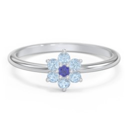 Flower Stackable Ring with Gemstones
